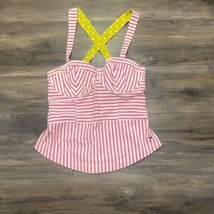 Vintage Hollister Pink and White Striped Top